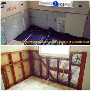 Asbestos Wall Sheet Removal in a kitchen